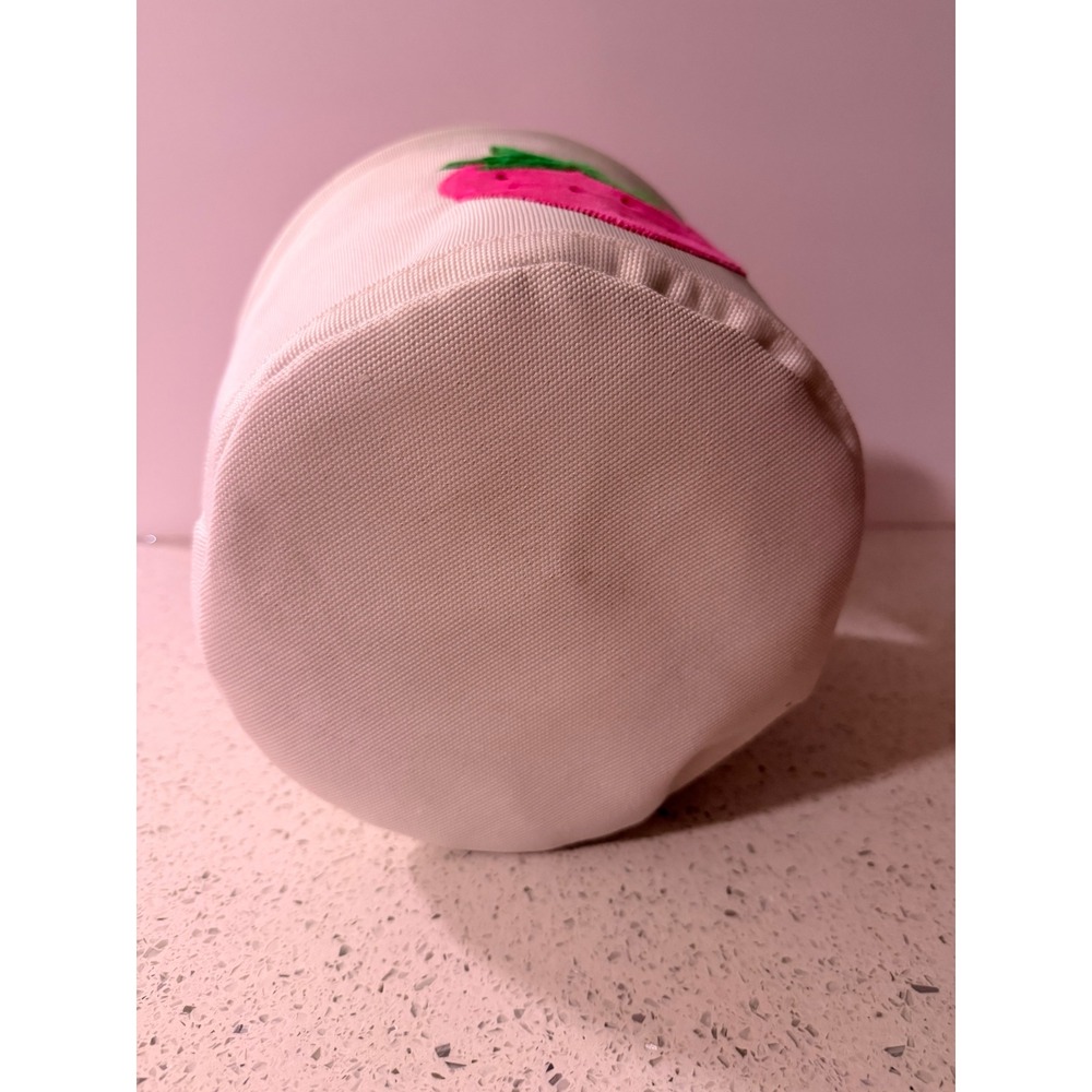 Strawberry Canvas Easter Bucket White Pink Fruit Applique Tote Bag New - Picture 5 of 5